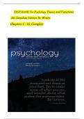 TEST BANK For Psychology Themes and Variations, 4th Canadian Edition By Weiten, Verified Chapters 1 - 16, Complete Newest Version