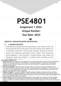 PSE4801 Assignment 1 (ANSWERS)2024 - DISTINCTION GUARANTEED