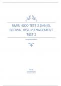 RMIN 4000 Test 2 Daniel Brown, Risk Management Test 2