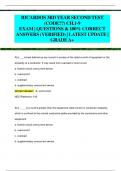 RICARDOS 3RD YEAR SECOND TEST  (CODE??) CH.1-9 EXAM | QUESTIONS & 100% CORRECT  ANSWERS (VERIFIED) | LATEST UPDATE |  GRADEA+
