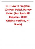 Test Bank For C++ How to Program 10th Edition By Paul Deitel, Harvey Deitel (All Chapters, 100% Original Verified, A+ Grade) 