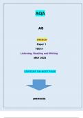 AQA AS FRENCH  Paper 1  7651/1  [Listening, Reading and Writing]||QUESTIONS & MARKING SCHEME MERGED||