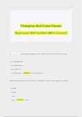 Champions Real Estate Finance  Real exam 2024 Verified 100% Correct!!
