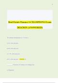Real Estate Finance I-CHAMPIONS Exam 2024/2025 (ANSWERED)