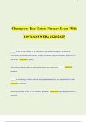 Champions Real Estate Finance Exam With 100%ANSWERs 2024/2025