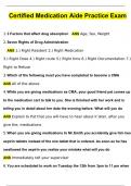 Certified Medication Aide Practice Exam Latest 2024 Updated Questions and Answers (2024/2025) (Verified Answers)