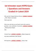 1st trimester exam NYPD Exam | Questions and Answers Graded A+ Latest 2024
