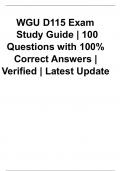 WGU D115 Exam Study Guide 100 Questions with 100% Correct Answers Verified Latest Update