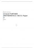 AQA A-level FURTHER MATHEMATICS Paper 1  QUESTION PAPER AND   MARK SCHEME FOR JUNE 2023 7367/1