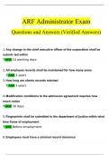 ARF Administrator Exam Questions and Answers (2024 / 2025) (Verified Answers)