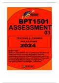 BPT ASSESSMENT 3 DUE 2 APRIL 2024 ALL QUESTIONS ANSWERED AND REFERENCED