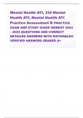 ATI MENTAL HEALTH TEST BANKWITH NGN 2023 QUESTIONS AND CORRECT ANSWERS AND |ALREADY GRADED A|