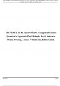 TEST BANK for An Introduction to Management Science: Quantitative Approach 15th Edition by David Anderson, Dennis Sweeney, Thomas Williams and Jeffrey Camm.