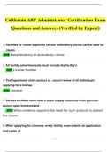 California ARF Administrator 2024 Certification Exam Questions and Answers (2024 / 2025) Updated (Verified Answers)