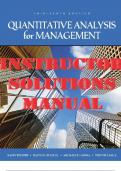SOLUTIONS MANUAL for Quantitative Analysis for Management 13th Edition by Barry Render; Ralph Stair; Michael Hanna, Trevor Hale. (Complete 15 Chapters).
