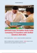 SERVSAFE Exam 7th Edition Study Guide Containing 175 Questions with Verified Solutions 2024-2025.