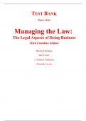 Test Bank for Managing the Law The Legal Aspects of Doing Business 6th Edition (Canadian Edition) Mitchell McInnes, Ian Kerr, Anthony VanDuzer, Malcolm Lavoie (All Chapters, 100% Original Verified, A+ Grade)