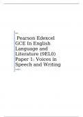 Edexcel GCE In English Language and Literature (9EL0) Paper 2: Varieties in Language and Literature  MARK SCHEME FOR JUNE 2023