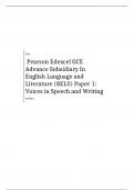 Edexcel GCE AS In English Language and Literature (8EL0) Paper 1: Voices in Speech and Writing  QUESTION PAPER AND   MARK SCHEME FOR JUNE 2023