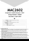 MAC2602 Assignment 2 (ANSWERS) Semester 1 2024 - DISTINCTION GUARANTEED