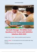 ServSafe Manager 7th Edition Exam Questions (144 Terms) with Definitive Solutions 2024-2025.