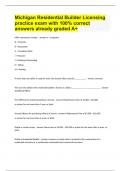 Michigan Residential Builder Licensing practice exam with 100% correct answers already graded A+