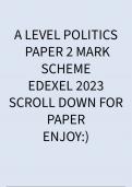 A LEVEL EDEXEL POLITICS PAPER 2 MARK SCHEME 2023 