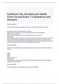 California Life, Accident and Health Cram Course Exam 1-3 Questions and Answers