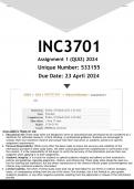 INC3701 Assignment 1 (QUIZ ANSWERS) 2024 - DISTINCTION GUARANTEED
