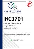 INC3701 Assignment 1 QUIZ (DETAILED ANSWERS) 2024 - DISTINCTION GUARANTEED 