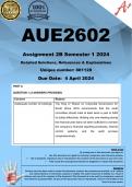 AUE2602 Assignment 2B (COMPLETE ANSWERS) Semester 1 2024 (881128) - DUE 4 April 2024