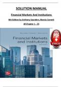 TEST BANK & SOLUTION MANUAL For Financial Markets and Institutions, 8th Edition by Anthony Saunders, Marcia Cornett, Verified Chapters 1 - 25, Complete Newest Version