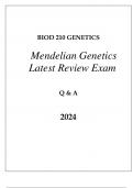 BIOD 210 MOD 2 MENDELIAN GENETICS LATEST REVIEW EXAM Q & A 2024.