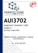 AUI3702 Assignment 2 (DETAILED ANSWERS) Semester 1 2024 - DISTINCTION GUARANTEED