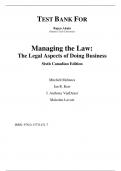 Test Bank For Managing the Law The Legal Aspects of Doing Business, Canadian Edition, 6th Edition by Mitchell McInnes, Ian R. Kerr, J Anthony VanDuzer, Malcolm Lavoie Chapter 1-27