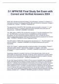 5/1 NFPA70E Final Study Set Exam with  Correct and Verified Answers 2024