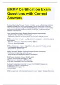 BRMP Certification Exam  Questions with Correct  Answers