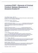 Louisiana POST - Elements of Criminal Conduct; Statutes (Questions & Answers) Graded A+