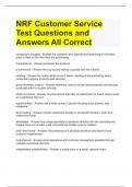 NRF Customer Service Test Questions and Answers All Correct 