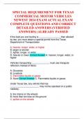 SPECIAL REQUIREMENT FOR TEXAS COMMERCIAL MOTOR VEHICLES NEWEST 2024 EXAM ACTUAL EXAM COMPLETE QUESTIONS AND CORRECT DETAILED ANSWERS (VERIFIED ANSWERS) |ALREADY PASSED