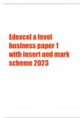 Edexcel A-Level Business 2023 Paper 1 WITH Mark Scheme AND Insert