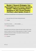 Module 2. Research Strategies: How  Psychologists Ask and Answer Questions,  Chapter 1 What is psychology Exam |  Questions & 100% Correct Answers  (Verified) | Latest Update | Grade A+