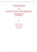 Test Bank for Stats Data and Models 5th Edition (Global Edition) By David Bock, Paul Velleman, Richard De Veaux, Floyd Bullard (All Chapters, 100% Original Verified, A+ Grade)