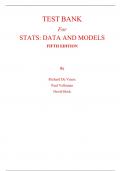 Test Bank for Stats Data and Models 5th Edition By David Bock, Paul Velleman, Richard De Veaux, Floyd Bullard (All Chapters, 100% Original Verified, A+ Grade)