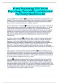 Praxis Psychology 5391 Social Psychology, Personality, and Abnormal Psychology Questions Set