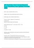 AP Chemistry Unit 5 Comprehensive Exam Questions And Updated Answers 2024.
