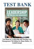 Test Bank for Leadership and Nursing Care Management 7th Edition by Diane Huber, M. Lindell Joseph 9780323697118 Chapter 1-26 |Complete Guide A+