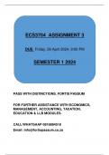 ECS3704 ASSIGNMENT 3 QUIZ SEMESTER 1 2024. PASS WITH DISTINCTION WITH FORTIS PASSUM.