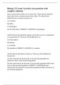 Biology 123 exam 1 practice test questions with complete solutions.