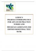 LEHNE’S PHARMACOTHERAPEUTICS FOR ADVANCED PRACTICE NURSES AND PHYSICIAN ASSISTANTS 2ND EDITION ROSENTHAL TEST BANK A+